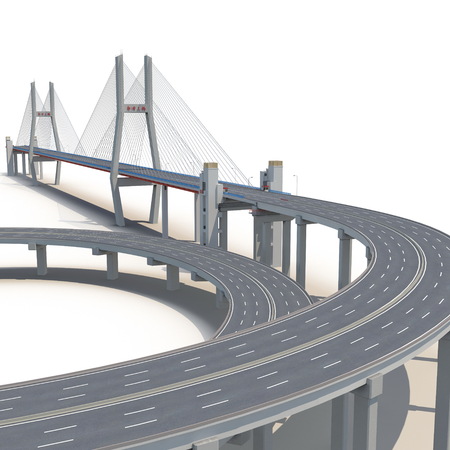 Nanpu Bridge on white. 3D illustrationの写真素材