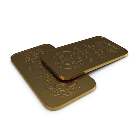 gold bar 50g isolated on white. 3D illustrationのeditorial素材