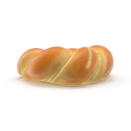 Bun twisted with a hole in the middle on white background. 3D illustrationの写真素材