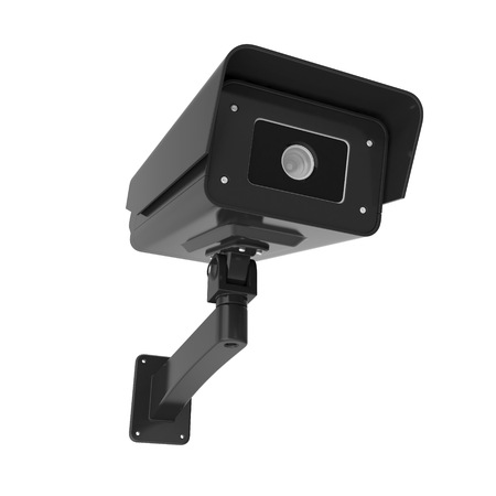 Surveillance camera isolated on white background. 3D illustrationの写真素材