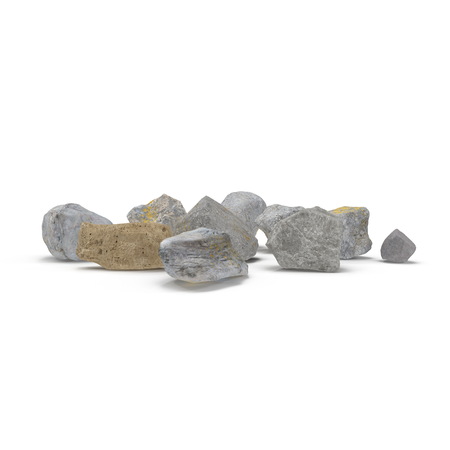 set of stones, sea pebbles isolated on white. 3D illustrationの写真素材