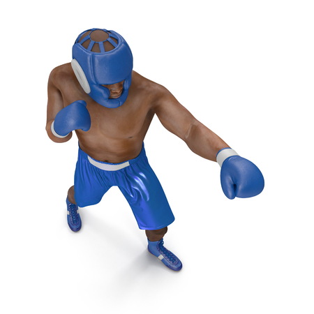 African American Male boxer on white. 3D illustration