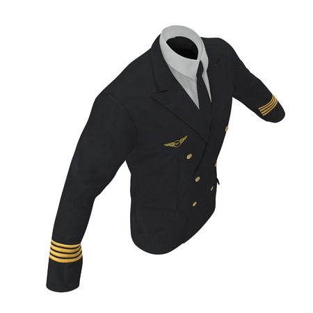 Airline Pilot Jacket on white. 3D illustrationの写真素材
