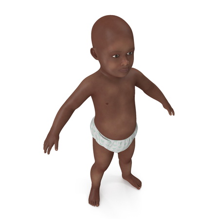 beauty african american baby on white. 3D illustrationの写真素材