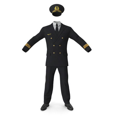 Airline Pilot Uniform on white. 3D illustrationの写真素材