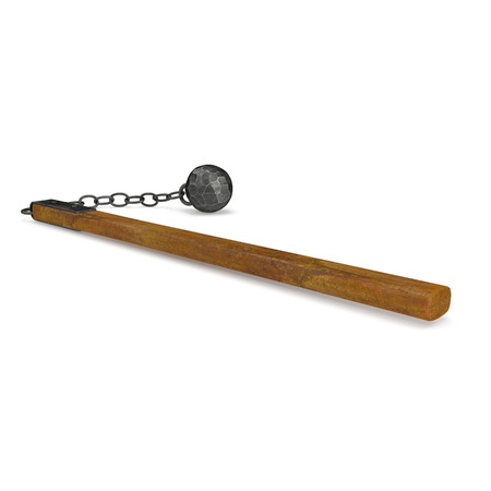 Medieval Flail with Ball and Chain on white. 3D illustration