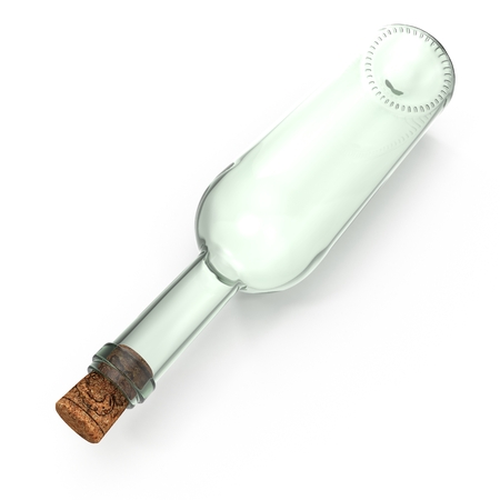 Empty Wine Bottle With Cork on white. 3D illustrationの写真素材