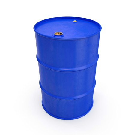 Blue Metal Oil Drum Isolated on White. 3D illustrationの写真素材