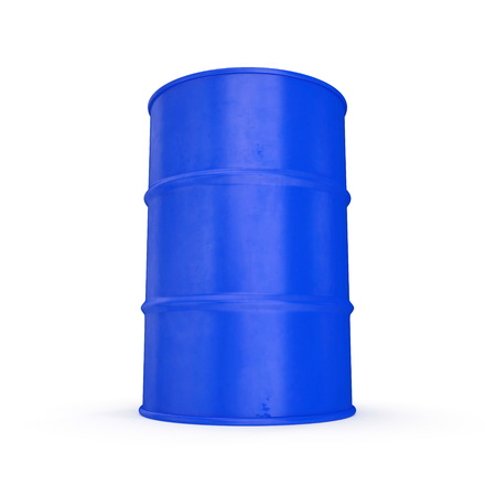 Blue Metal Oil Drum Isolated on White. 3D illustrationの写真素材