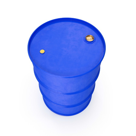 Blue Metal Oil Drum Isolated on White. 3D illustrationの写真素材
