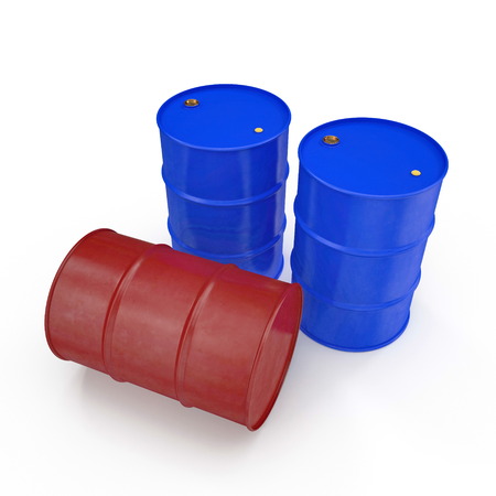 Oil barrels isolated on white. 3D illustrationの写真素材