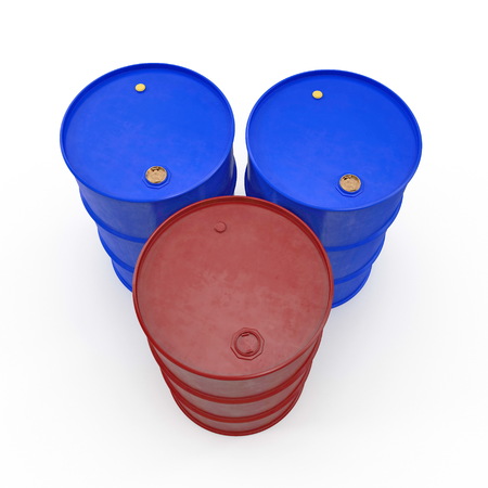 Oil barrels isolated on white. 3D illustrationの写真素材