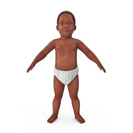 African American Baby on white. 3D illustrationの写真素材