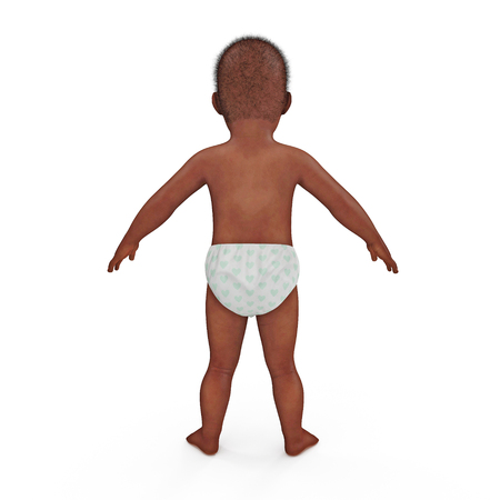 African American Baby on white. 3D illustrationの写真素材