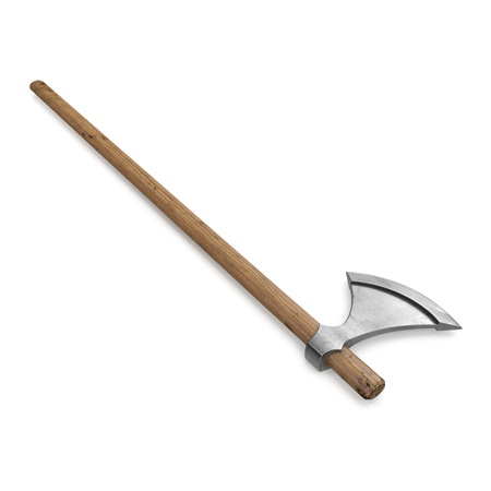 Viking Long Axe on white. 3D illustrationの写真素材