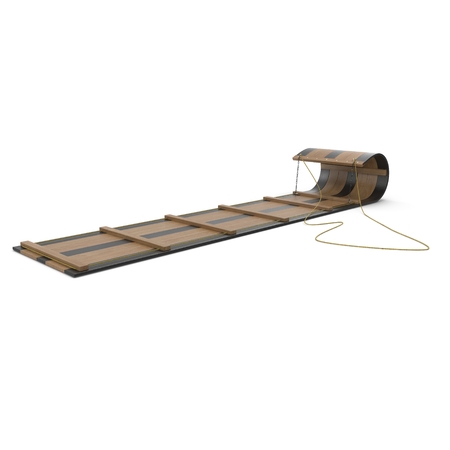 Wooden Sled Toboggan on white background. 3D illustrationの写真素材