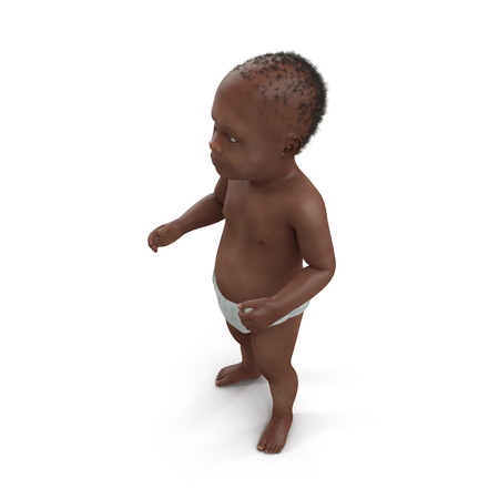 African American Baby on white. 3D illustrationの写真素材