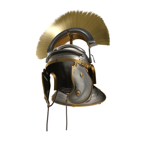 Roman Helmet with Crest on white background. 3D illustrationの写真素材