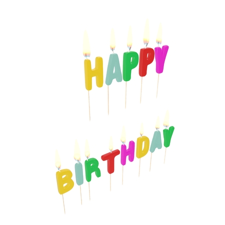 Happy Birthday Candles with Flame on white background. 3D illustrationの写真素材