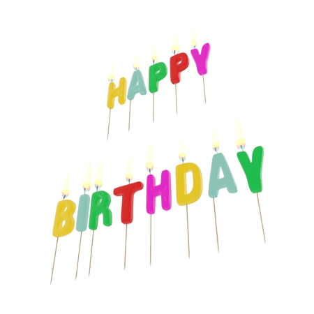 Happy Birthday Candles with Flame on white background. 3D illustrationの写真素材