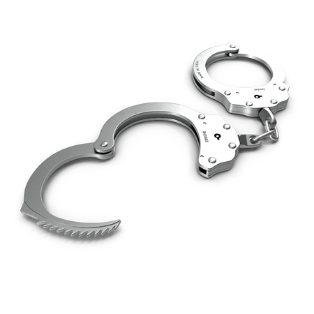 Short Chain Handcuffs on white. 3D illustrationの写真素材