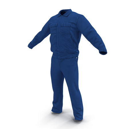 Mens Work Wear Blue Mechanics Overalls. 3D illustrationの写真素材