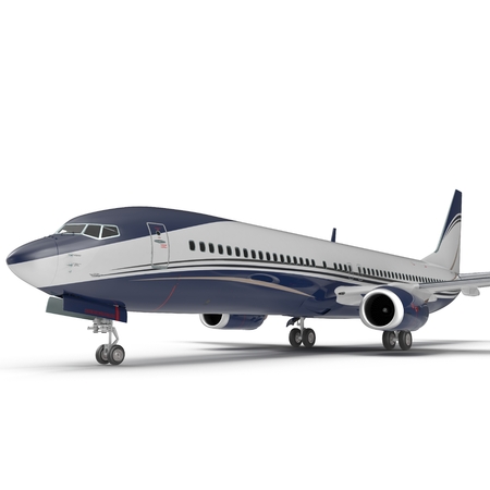 737-900 ER Generic With Cabin On White Background Isolatedの写真素材