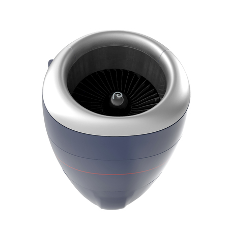 Isolated Aircraft Turbofan Engine On White Background Illustration