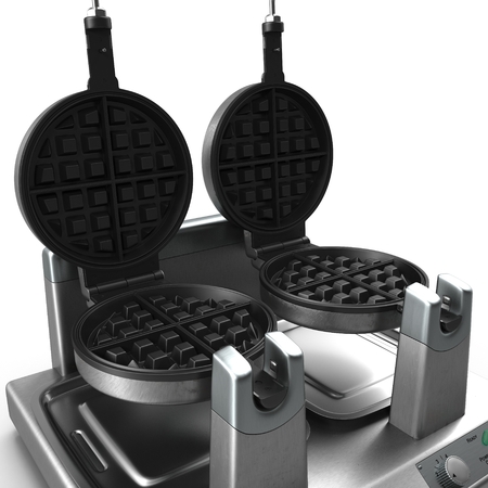 Commercial Waffle Maker Double Heads 3D Illustration On White Background Isolatedの写真素材