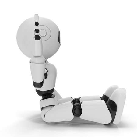 Modern Robot 3D Illustration On White Background Isolatedの写真素材