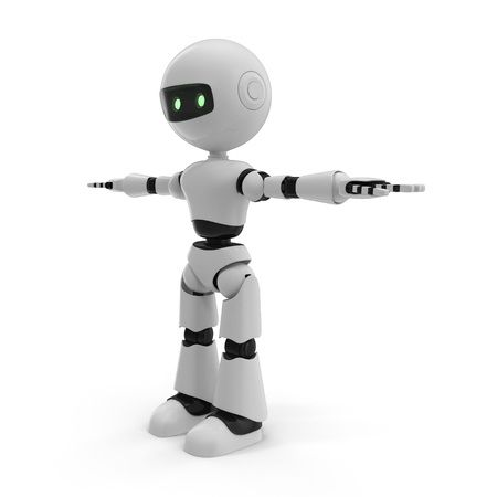 Modern Robot 3D Illustration On White Background Isolatedの写真素材