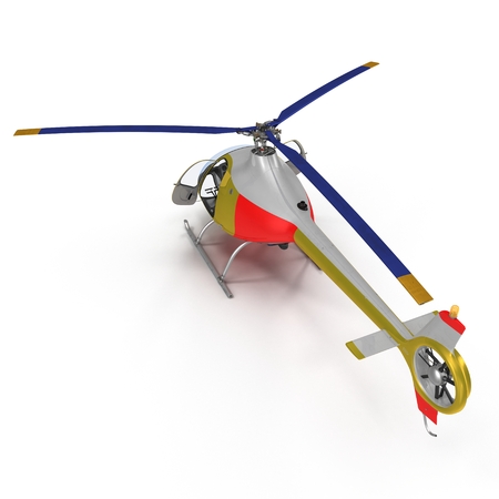 Light Helicopter On White Background 3D Illustration Isolatedの写真素材