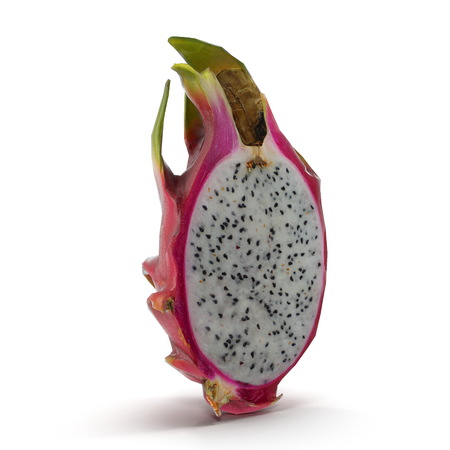 Half Red Dragon Fruit Isolated on White Background 3D Illustrationの写真素材