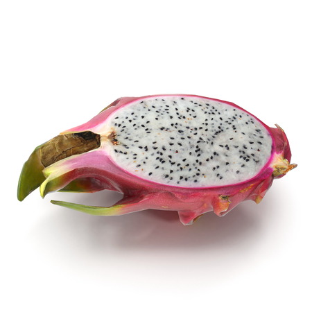 Half Red Dragon Fruit Isolated on White Background 3D Illustrationの写真素材