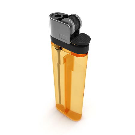 Disposable Transparent Gas Lighter Isolated on White Background. 3D Illustrationの写真素材