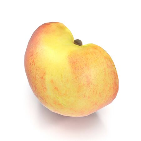 Half of Peach With Seed on White Background 3D Illustration Isolatedの写真素材