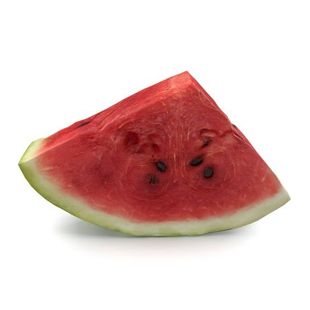 Watermelon Slice on White Background 3D Illusration Isolatedの写真素材
