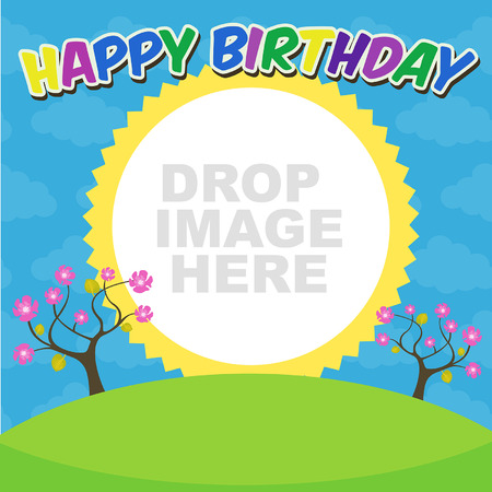 Vector birthday trees party cardのイラスト素材