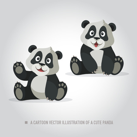 A Cartoon Illustration of a Cute Pandaのイラスト素材