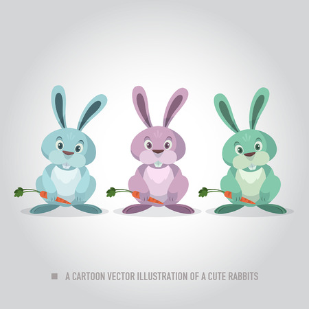 A Cartoon Illustration of a Cute Rabbitsのイラスト素材