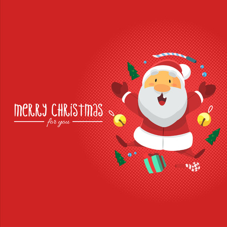 Vector - Illustration Santa Clause with Christmas Gift and Red Backgroundのイラスト素材