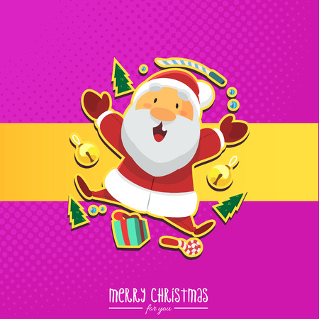 Vector - Illustration Santa Clause with Christmas Gift and Pink Backgroundのイラスト素材