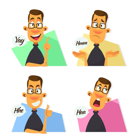 Vector - Cartoon illustration of a young guy in geek fashionのイラスト素材