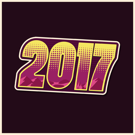 Vector - Happy new year 2017, vector illustration - Sunset colorのイラスト素材
