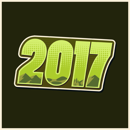 Vector - Happy new year 2017, vector illustration - Forest colorのイラスト素材
