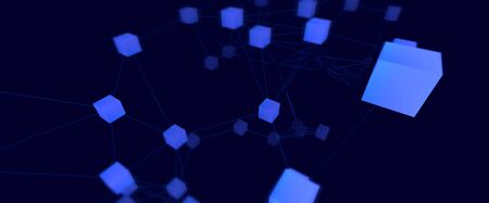 Polygonal wireframe background communication. Global network connections template. Complex lines and dots backdrop. Digital data visualization. Low poly illustration.の写真素材