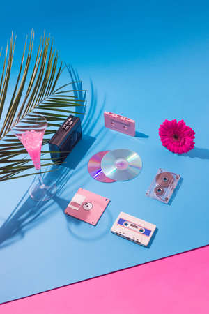 Vintage style concept with old technology. Summer retro background.の写真素材