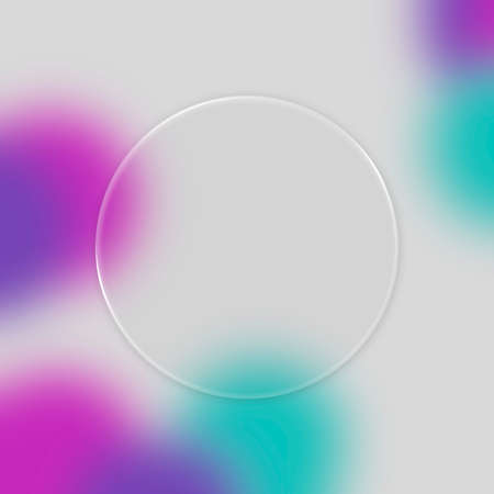 Gradient blur abstract composition with circle glassmorphism. Creative futuristic colorful idea with copy space. Minimal bold poster concept with purple mint colors.の写真素材