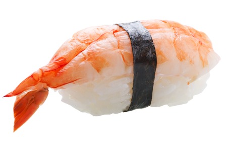 traditional Asian sushi rolls sashimi close-up shot in the studio on a white backgroundの写真素材