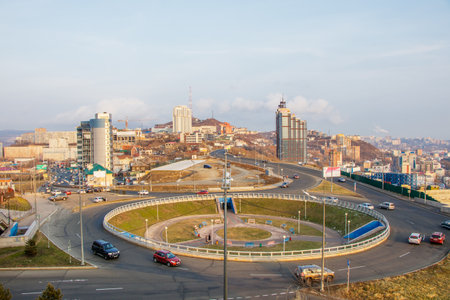 Vladivostok Russia 24 November 2018. View from Eaglehill on the cityのeditorial素材